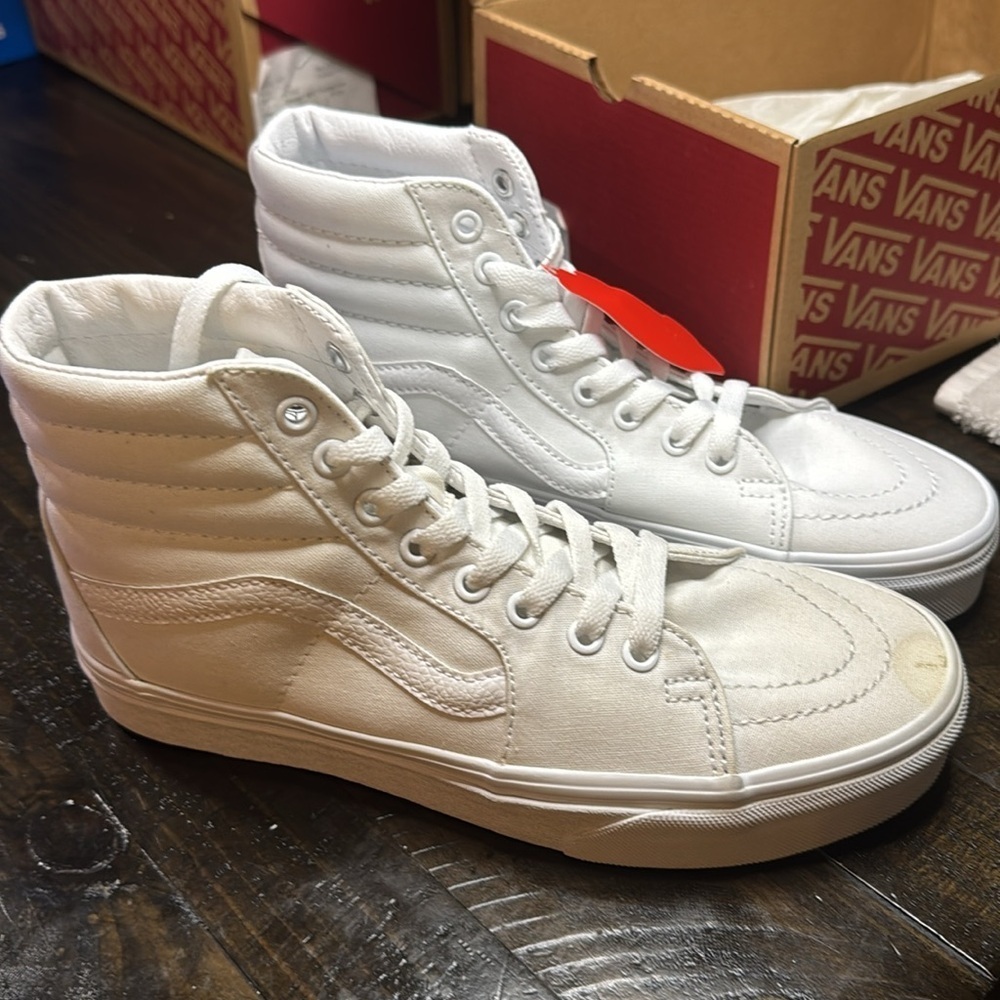 Vans Men's White High-Top Sneakers - Picture 7 of 8